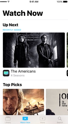 Watch Now tab on iPhone